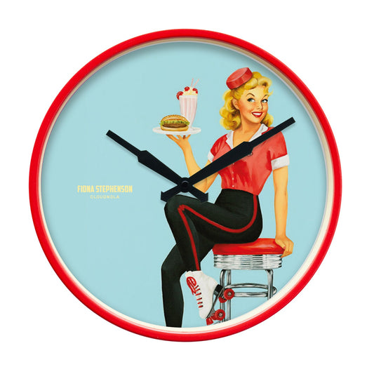 Pin-Up | Miss Diner-Mite | Horloge murale | Fiona Stephenson | Collaboration | Édition limitée