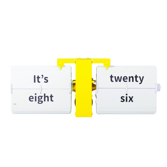 Flipping Out Yellow MoMA - Flip Clock - Flip Flap - Battery Operated - Table - Wall - Text