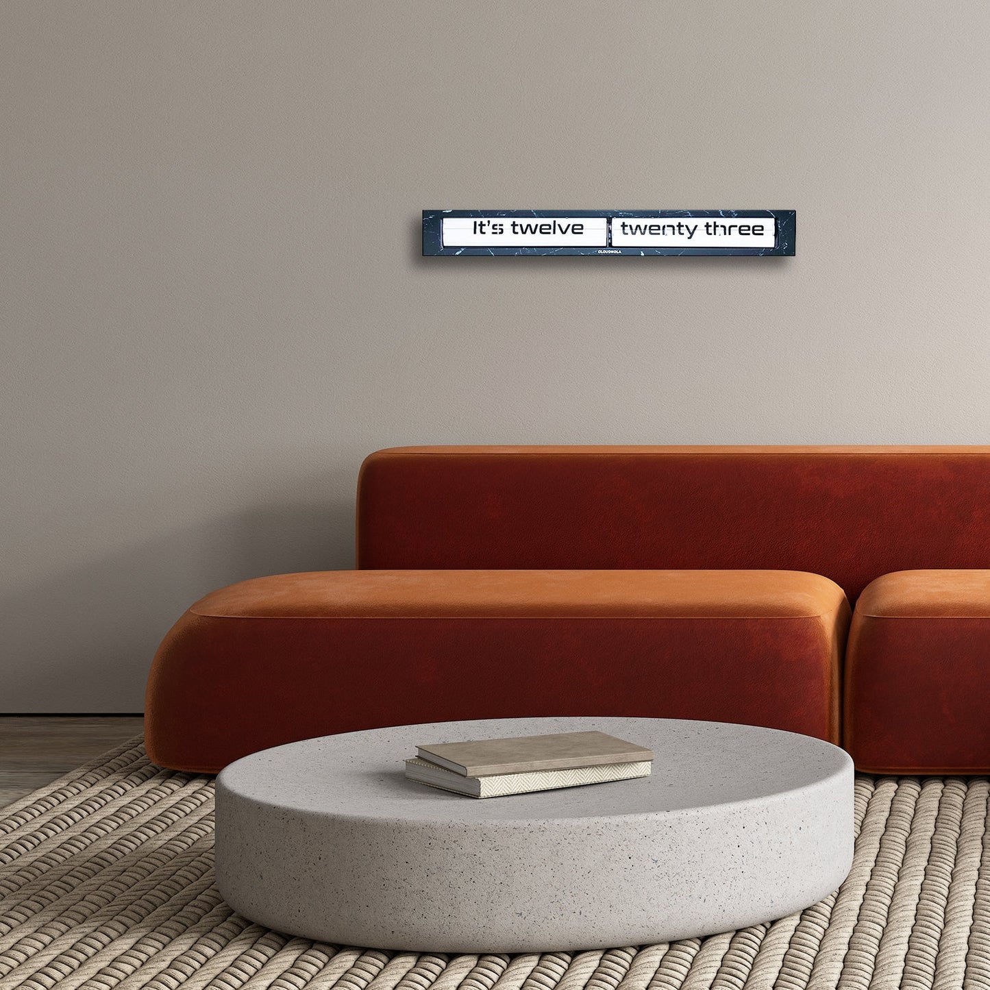 SAMPLE - Texttime Smoke Effect Flip Clock - Floating Shelf Clock - Luxury Text-Display Timepiece