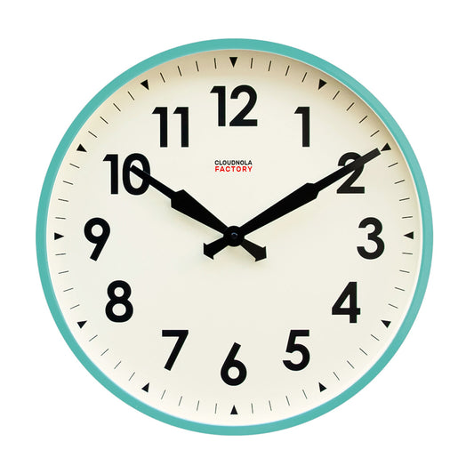 Factory XL Turquoise - Horloge Murale - Silencieuse - Boîtier Acier