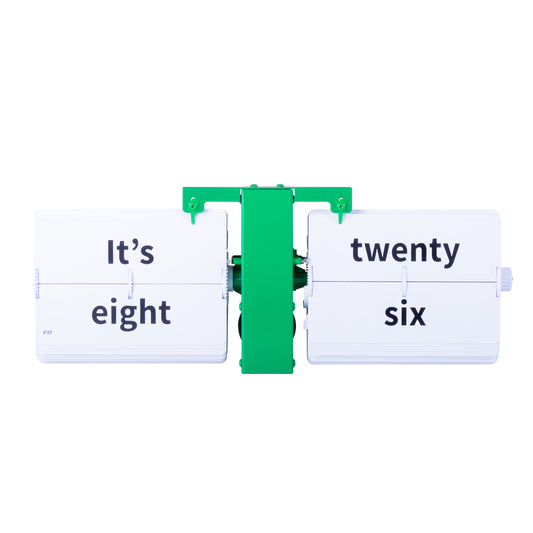 Flipping Out Green MoMA – Flip Clock – Flip Flap – batteriebetrieben – Tisch – Wand – Text
