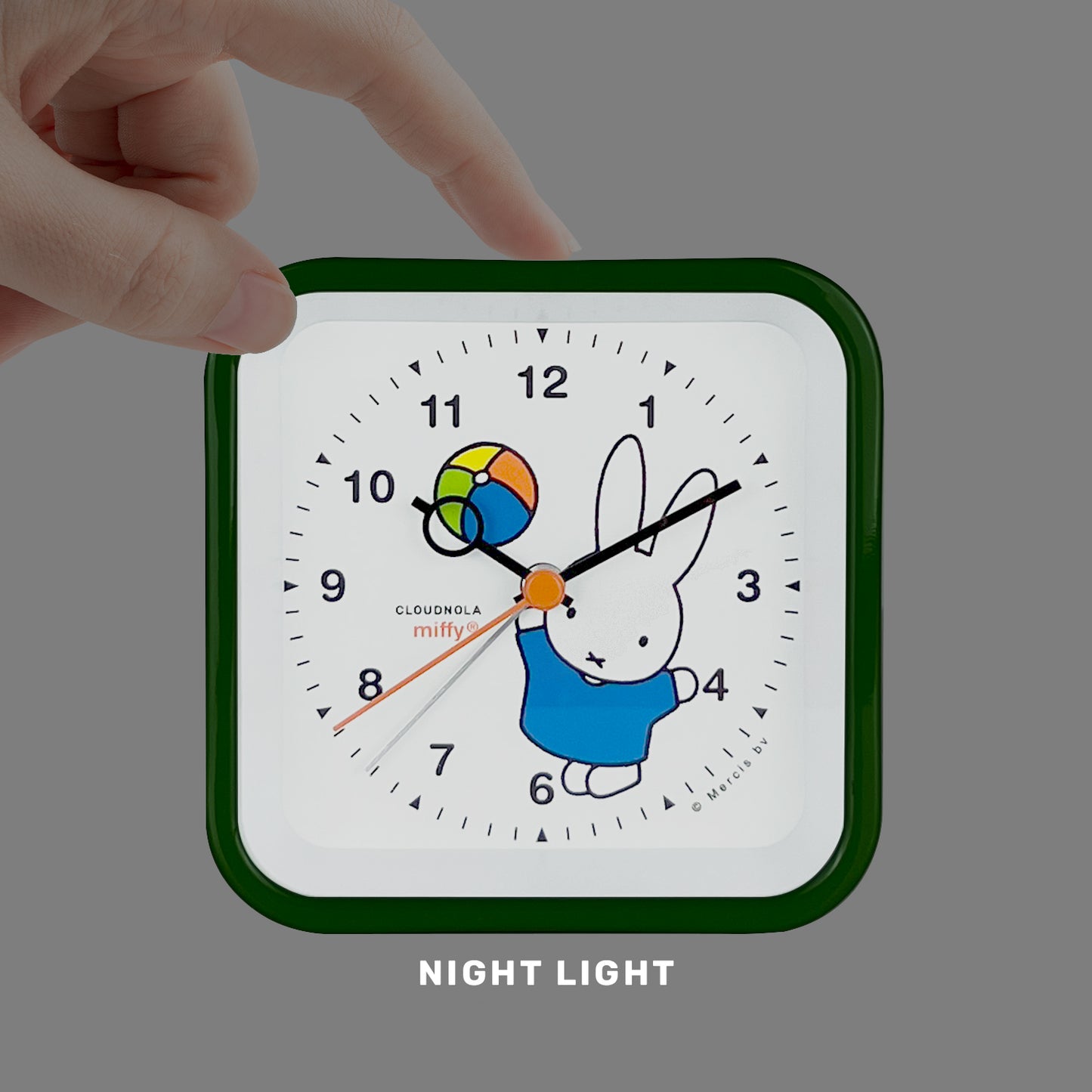 Miffy Green Wecker – Nijntje Analoguhr – LED-Licht – Schlummerfunktion – niederländisches Design 