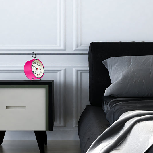 Factory Alarm Pink - Alarm Clock - Diam 11 cm - Silent Mechanism - Snooze - LED