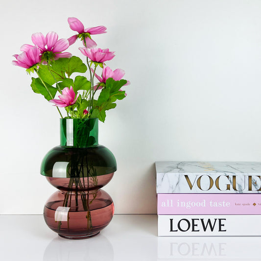 Bubble Vase - Medium - Green and Pink - 24 x 16 x 16 cm - Flip Vase - Reversible