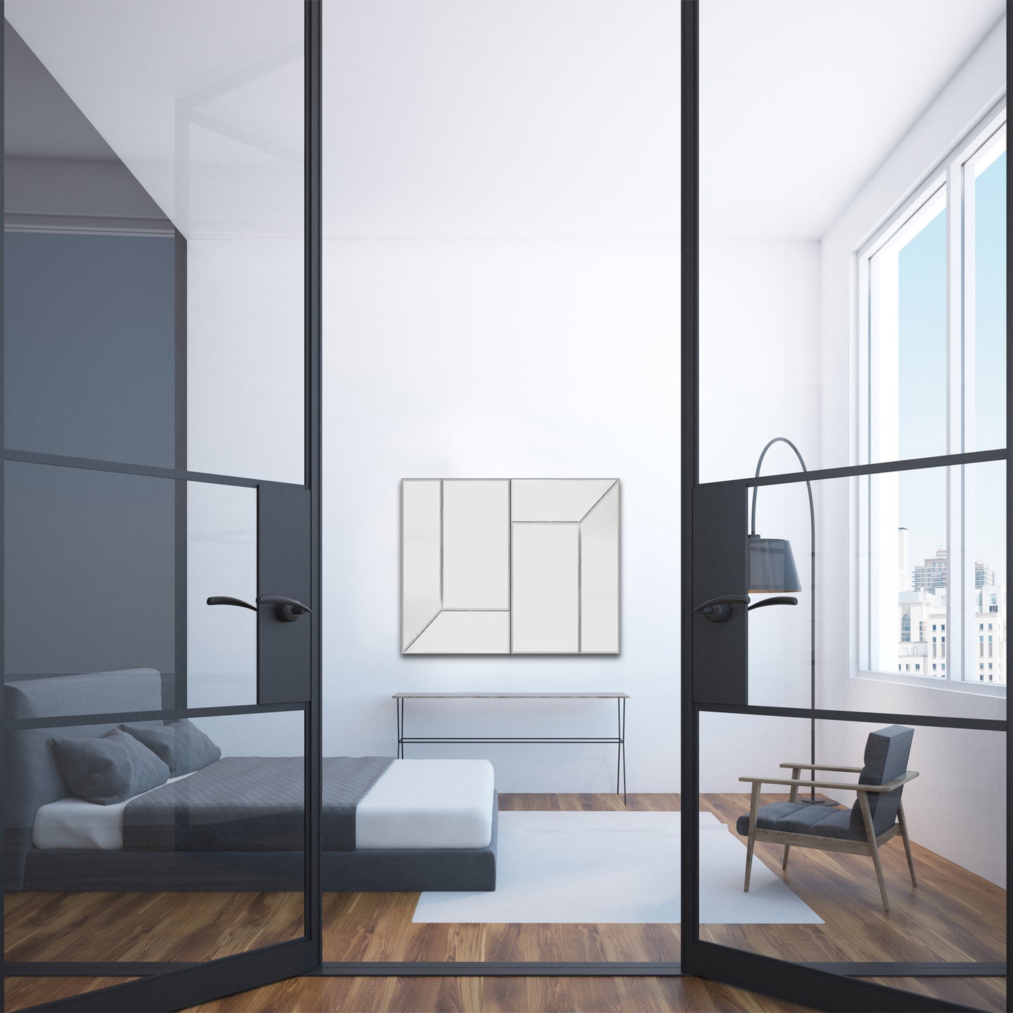 Reversible Rectangle XL - Mirror - Reversible - Beveled Mirror - Contemporary Wall Art