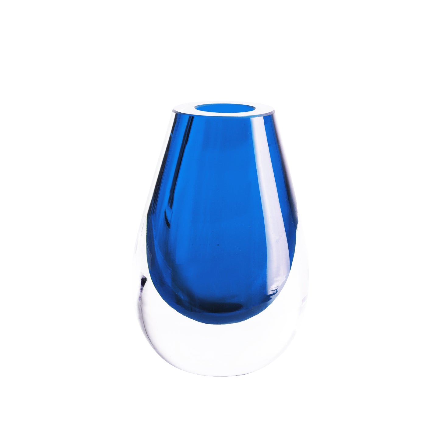 Drop Royal Blue Vase - 15 x 10.9 x 8 cm  - Mouth-Blown Thick Glass - Sustainable Elegance