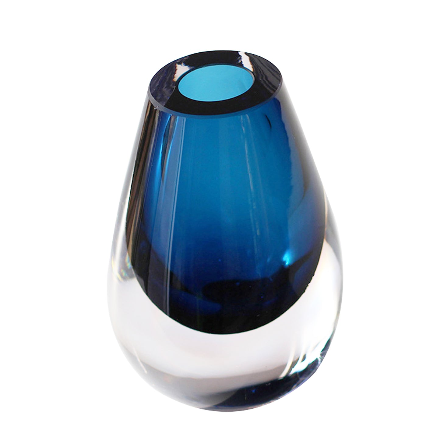 Drop Royal Blue Vase - 15 x 10.9 x 8 cm  - Mouth-Blown Thick Glass - Sustainable Elegance