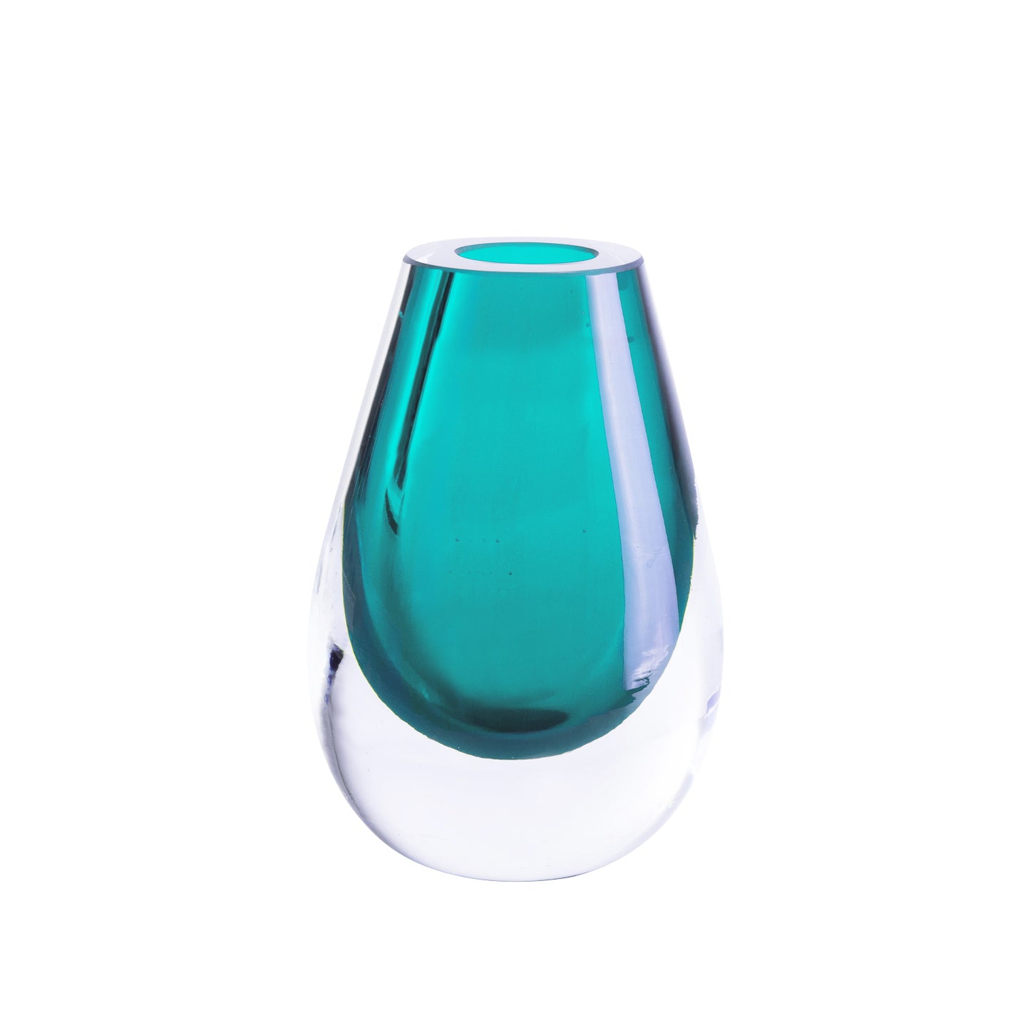 Vase Drop Turquoise - Verre Épais Soufflé Bouche - Déco Eco-Chic