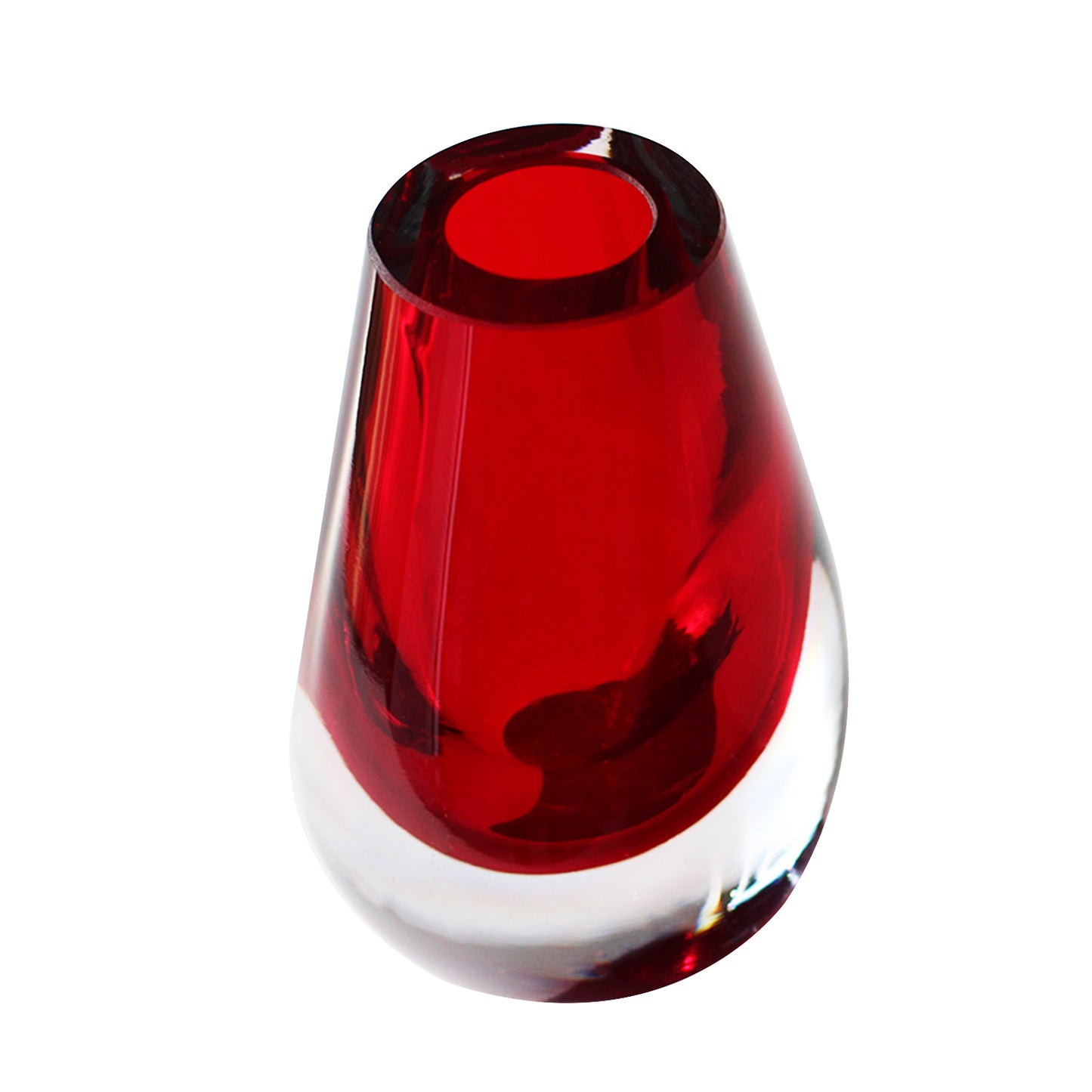 Rote Tropfenvase – dickes Glas – Fassung geblasen – umweltfreundlich