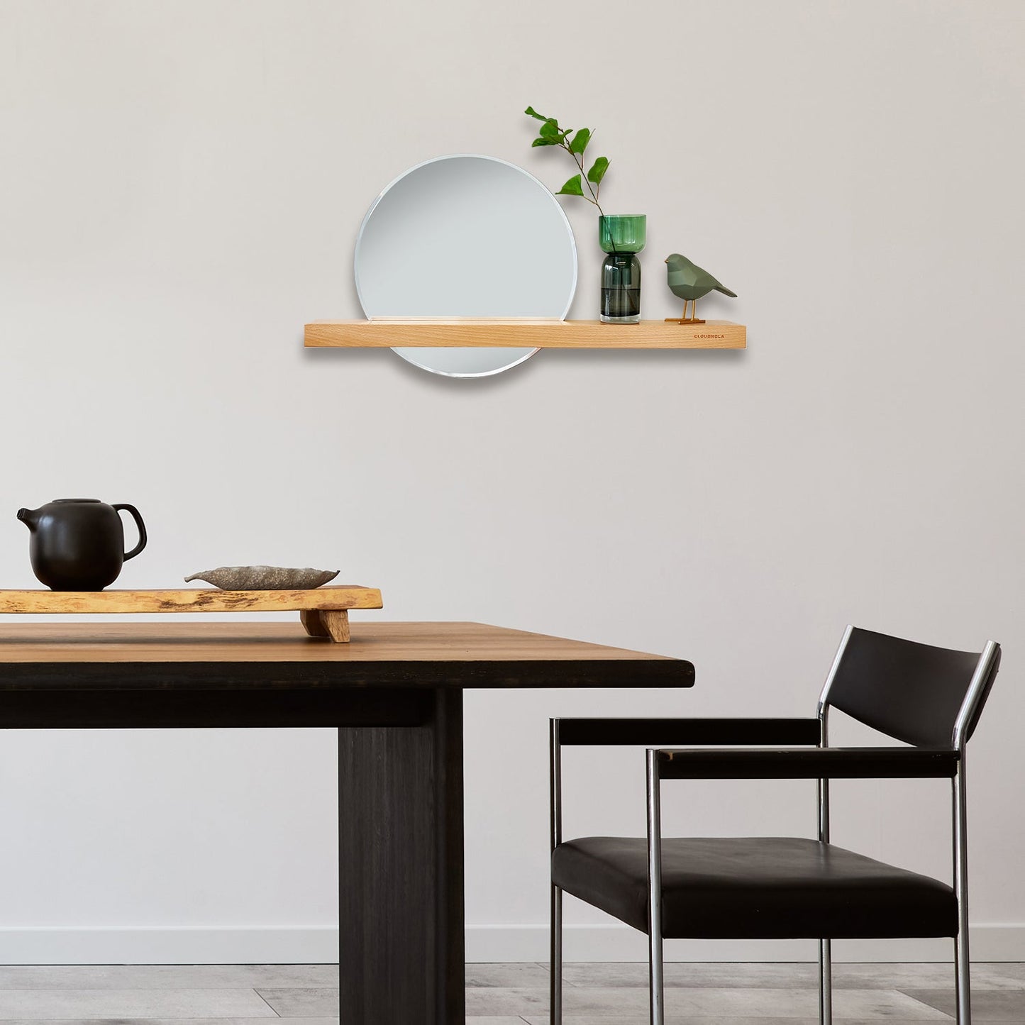 SAMPLE - Shelfie Mirror and Shelf - Elegant Inlay Design - Minimalist Decor Piece