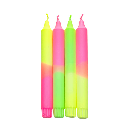 Dip Dye Neon 20 cm  - Set of 4 - Candle - No Drip - Made in Denmark