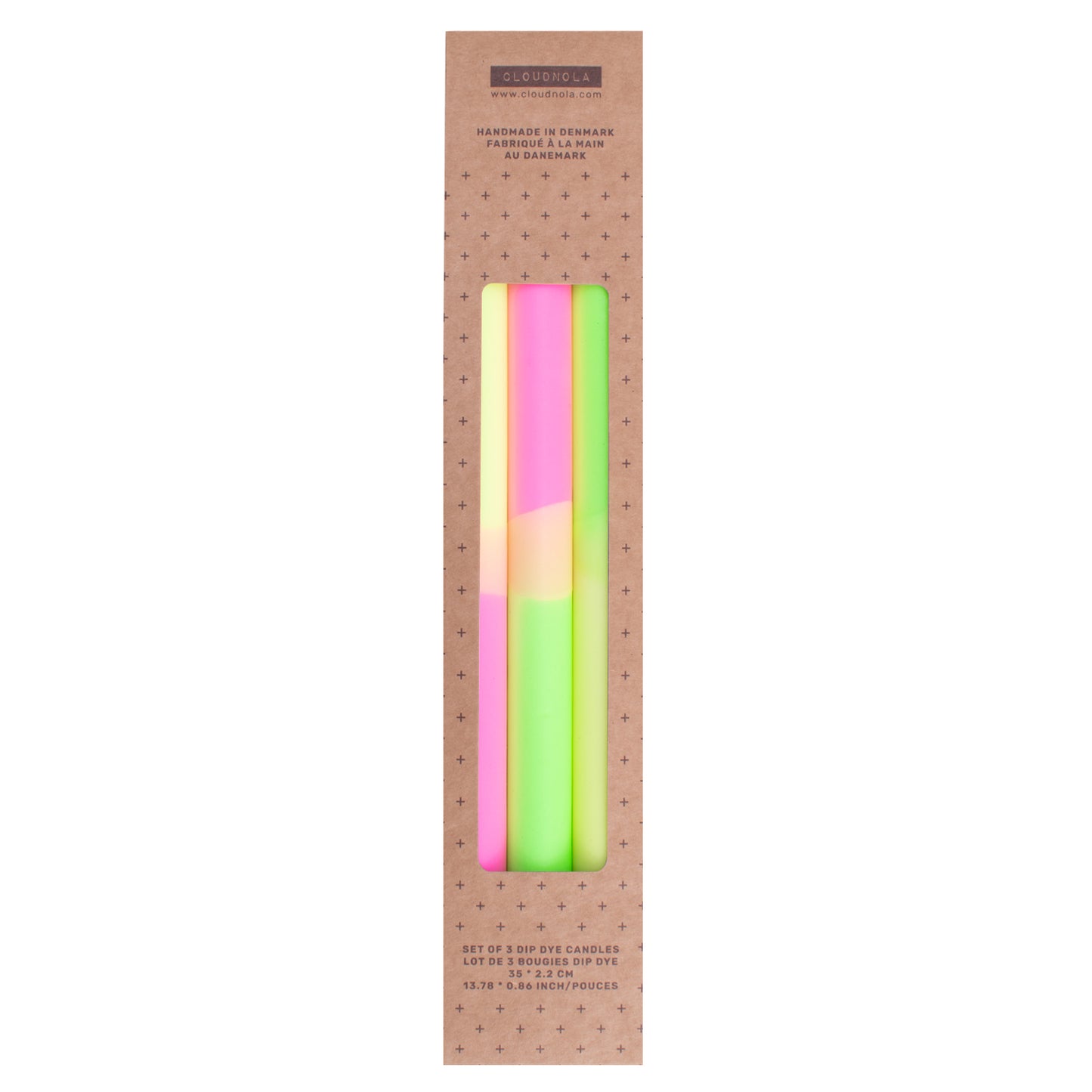 Dip Dye Neon 35 cm - XL  - Set of 3 - Candle - No Drip - Made in Denmark