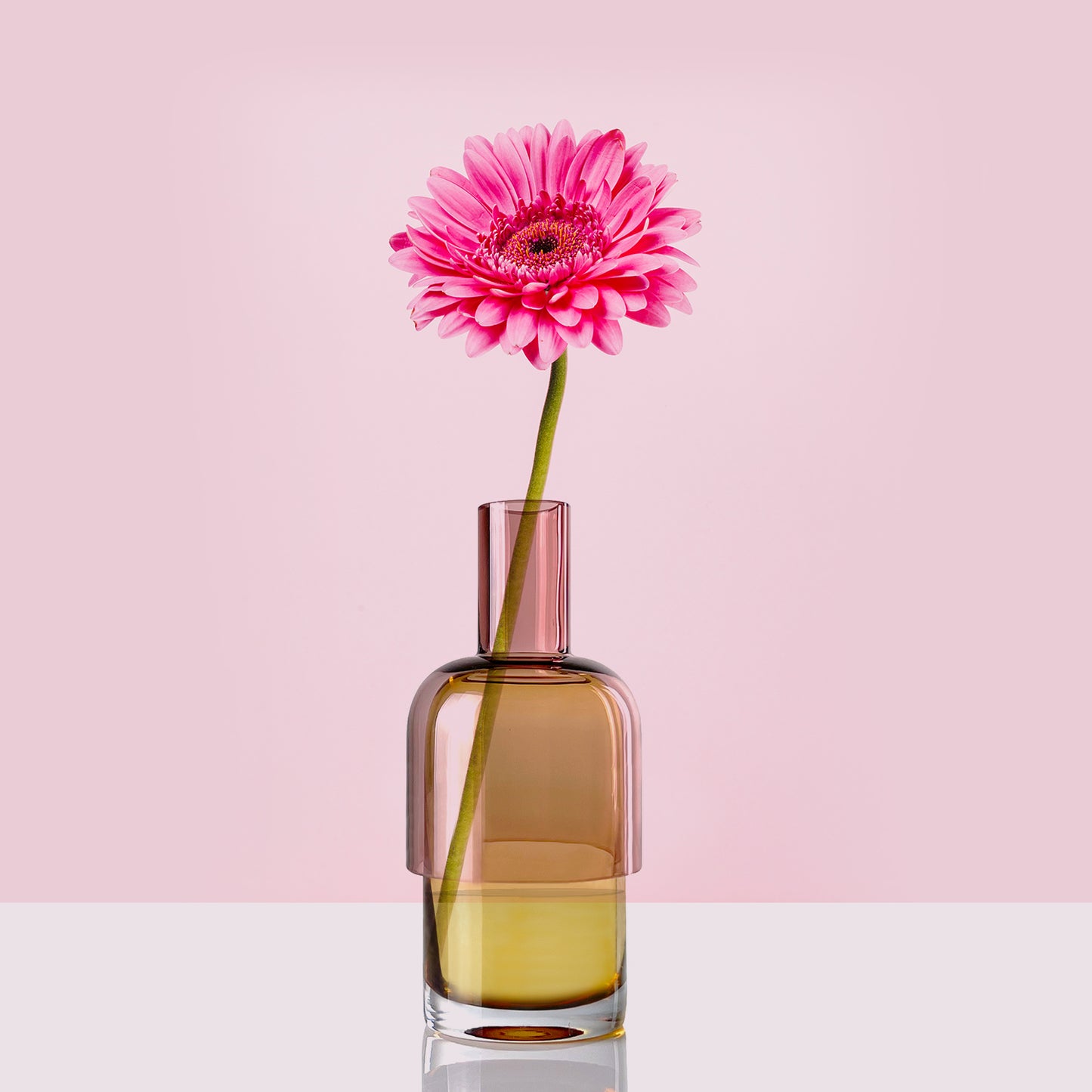 Flip Vase Petit Rose et Jaune - Vase - Réversible - Verre Borosilicate - Double Face - Floral