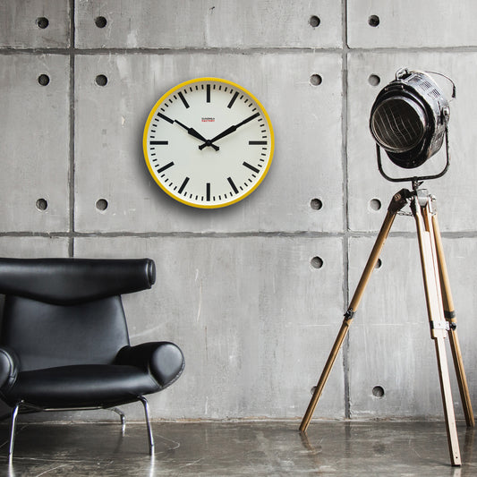 Factory XL Yellow  - Wall Clock - Diam 45 cm - Silent - Steel Case