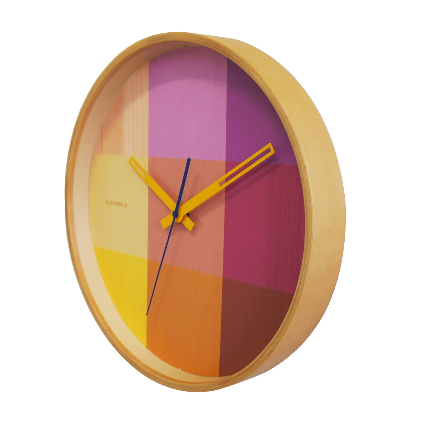 Riso Magenta & Yellow Wall Clock - Wooden Artistry - Bold Timepiece