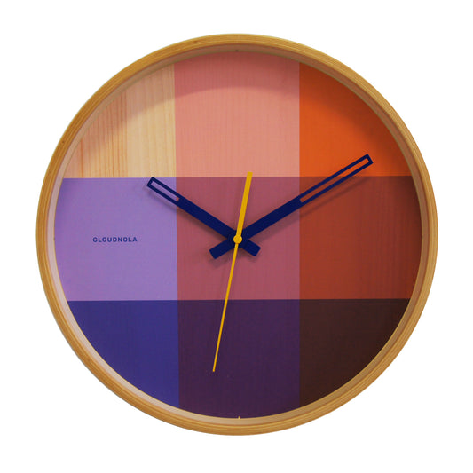 Riso Red & Blue Wall Clock - Vivid Wooden Elegance - Silent Quartz Movement