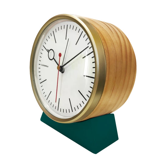 Bloke Green - Alarm Clock - Wood - Silent - Domed Glass