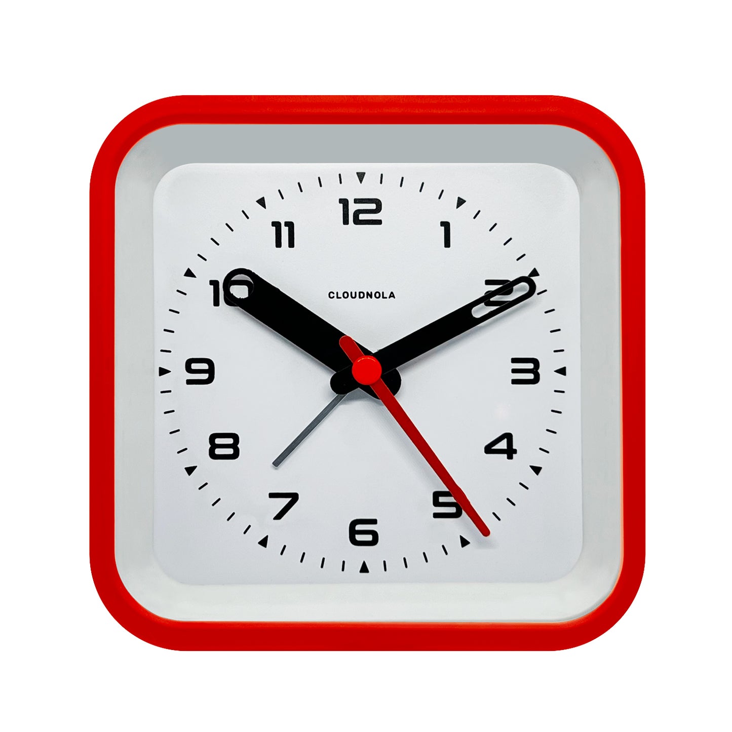 Railway Red Alarm Clock - Bold Square Silhouette - LED Display - Quiet Operation