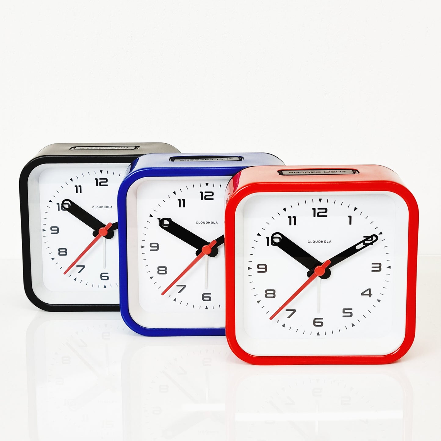 Railway Red Alarm Clock - Bold Square Silhouette - LED Display - Quiet Operation