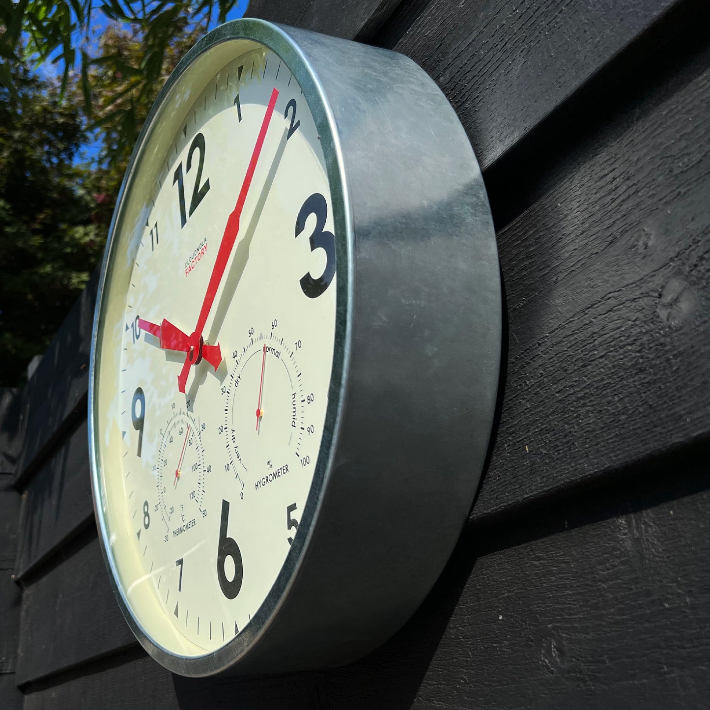 Factory Outdoor Zinc XL - Wall Clock & Weather Station