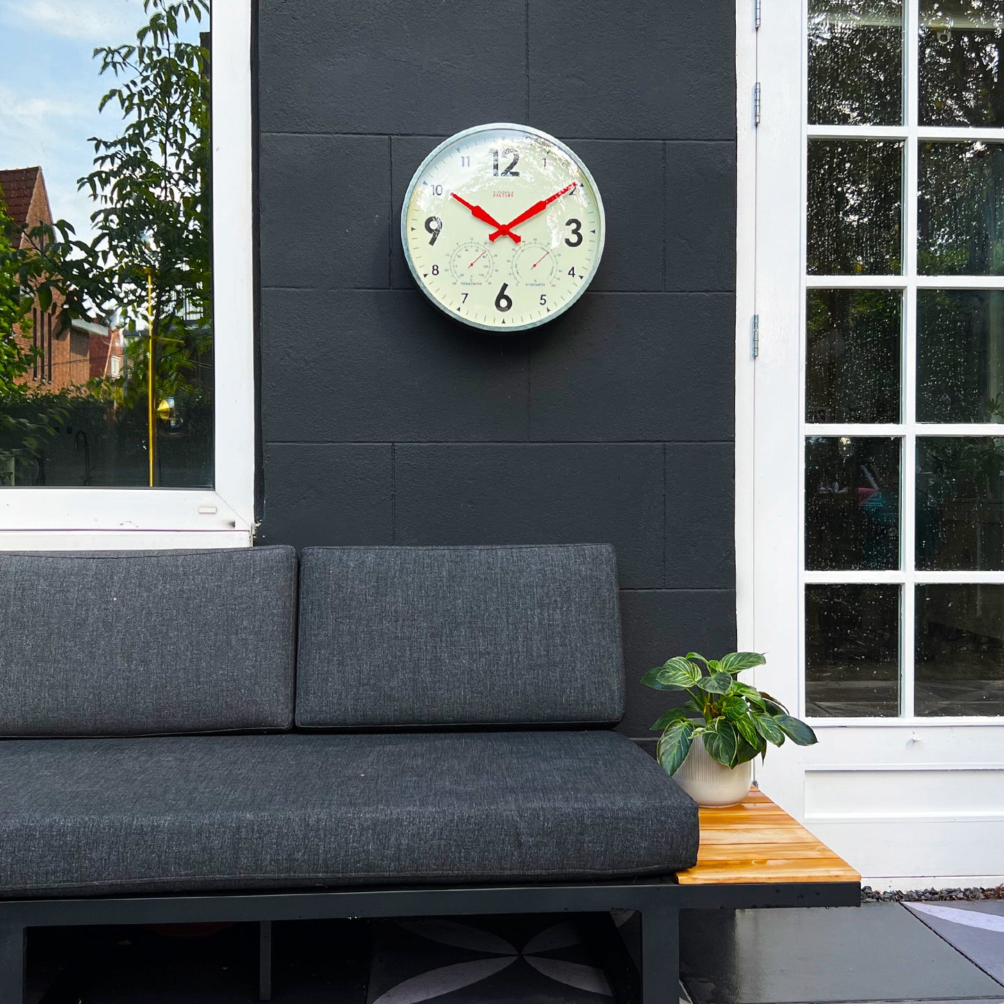Factory Outdoor Zinc XL - Wall Clock & Weather Station