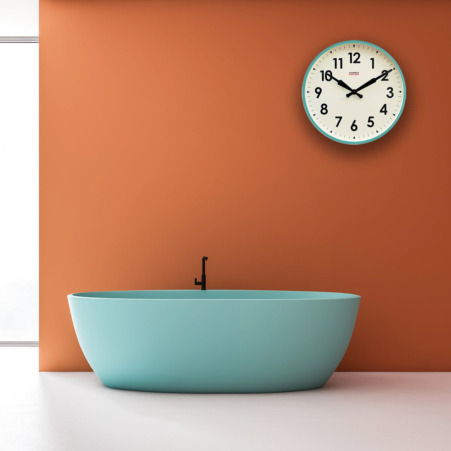 Factory XL Turquoise - Wall Clock - Silent - Steel Case