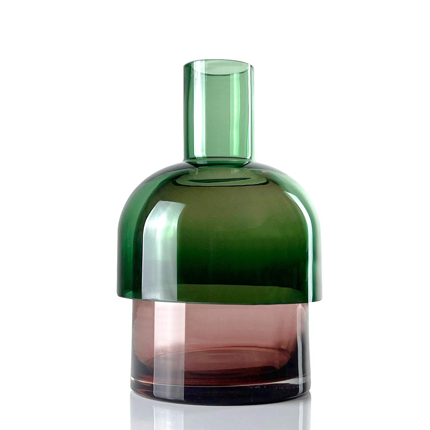 Flip Vase Medium Green and Pink - Vase - Reversible - Borosilicate Glass - Dual Sided - Floral