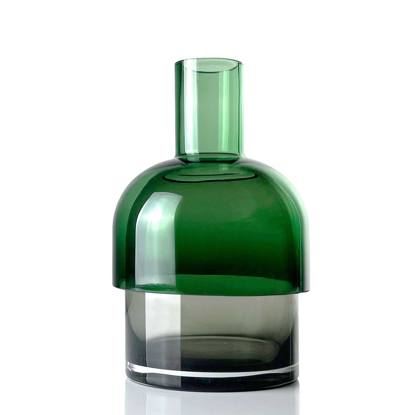 Flip Vase Medium Green and Gray - Vase - Reversible - Borosilicate Glass - Dual Sided - Floral